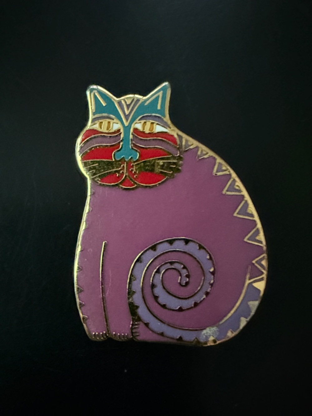Laurel Birch Enamel "Mythical Cat" Brooch
